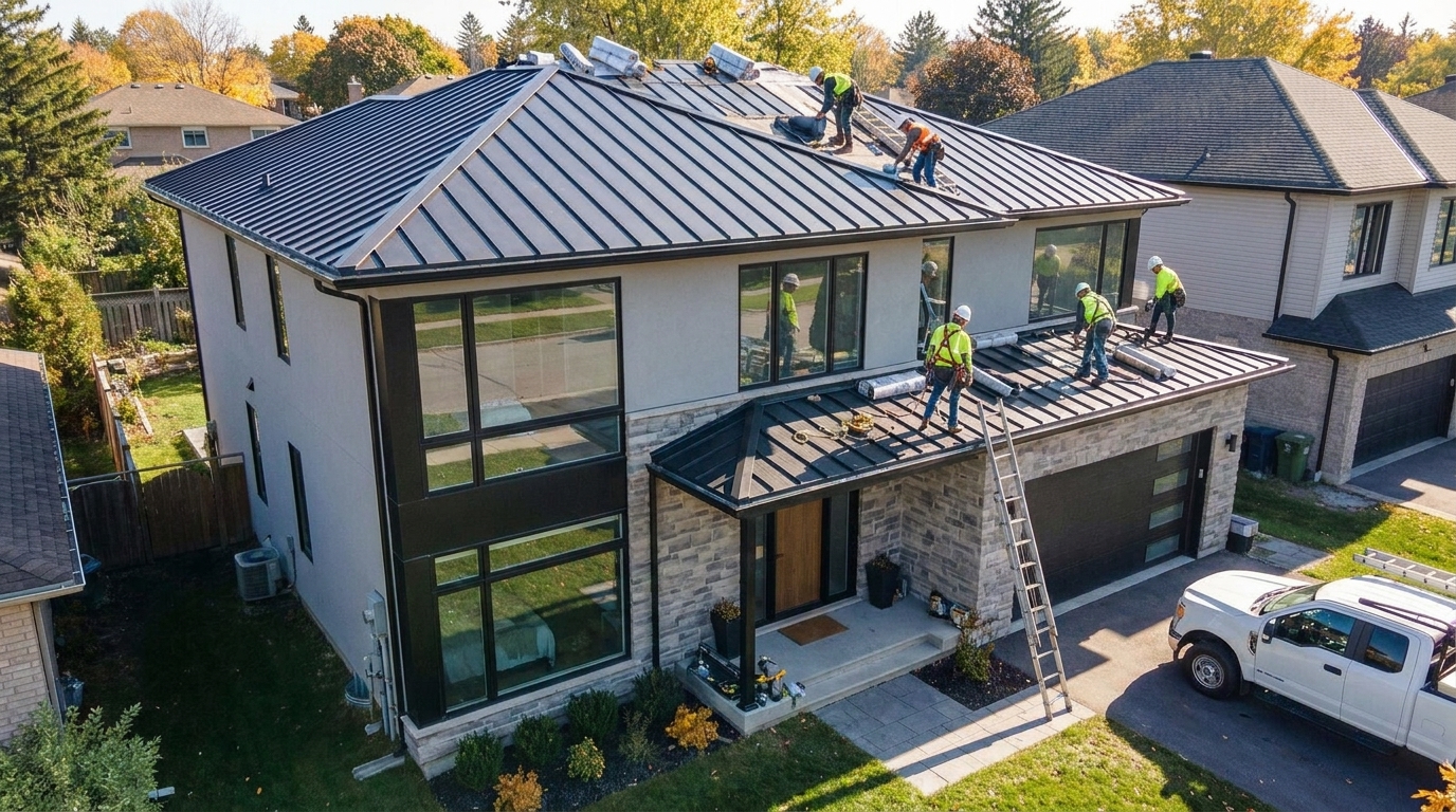 Standing seam metal roof installed by Casa Mora Roofing